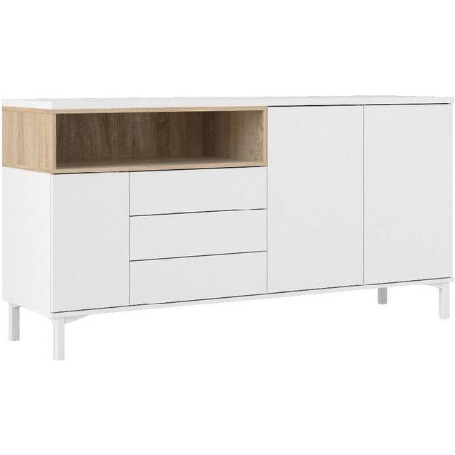 Florence Roomers 3 Door 3 Drawer Single Shelf White and Oak Sideboard