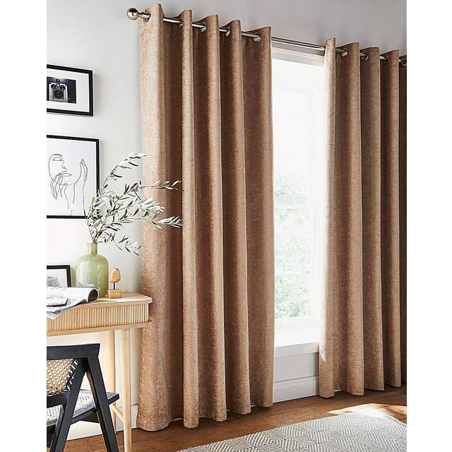 Savoy Blackout Ready Made Eyelet Curtains Sand - Beige
