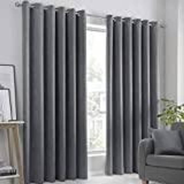 Eyelet Room Darkening Curtain - Charcoal Grey (Width 229 x Drop 275 cm)