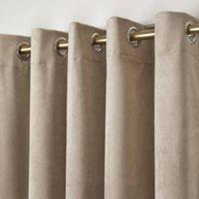 Laurence Llewelyn-Bowen Montrose Velvet Blackout Eyelet Curtains - Linen - W168xD183cm(W66xD72inches)