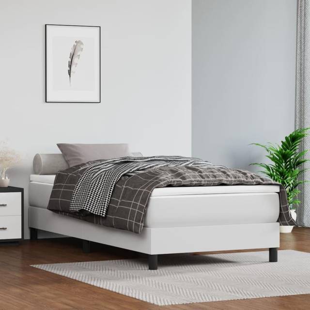 vidaXL Bed Frame without Mattress White Single Faux Leather (UK/IE/FI/NO only)