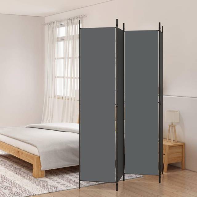 Rumsavdelare 4 paneler antracit 200x220 cm tyg