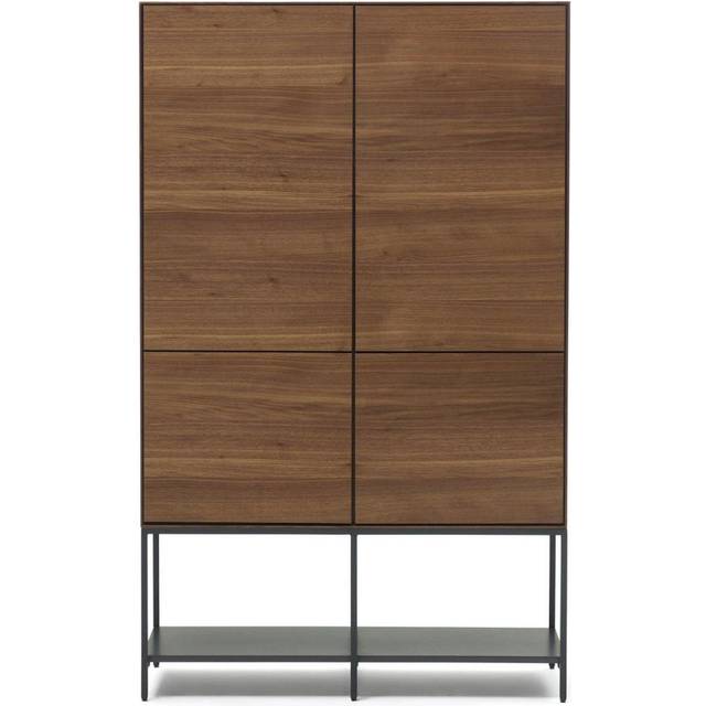 Vedrana 4 door tall sideboard in walnut veneer with steel legs, 97.5 x 160 cm - Natural