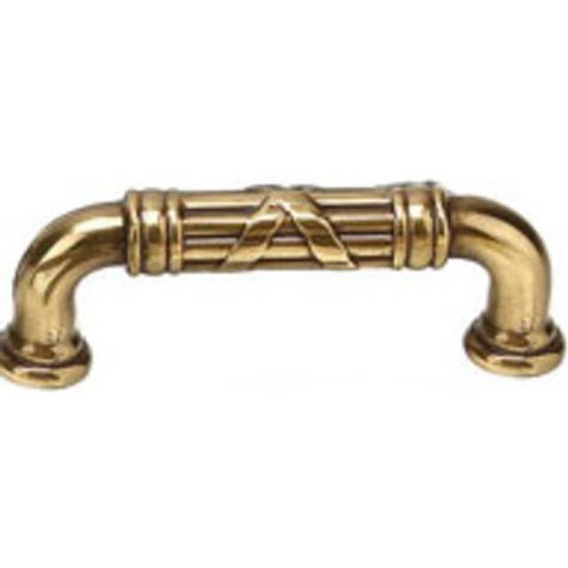 Emtek 86285US7 4 in. Center to Center Fixed Cabinet Pull Estate Ribbon & Reed, French Antique Brass