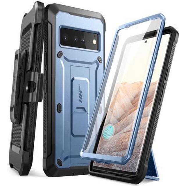 SUPCASE Unicorn Beetle Pro robust hölsterfodral för Google Pixel 6 Pro (2021), metallisk blå