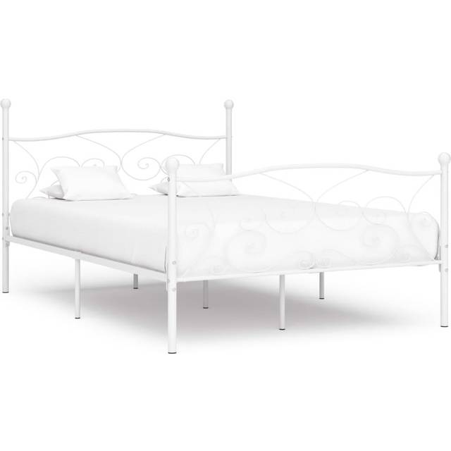 VidaXl Sängram Med Ribbotten Vit Metall 200X140 Cm