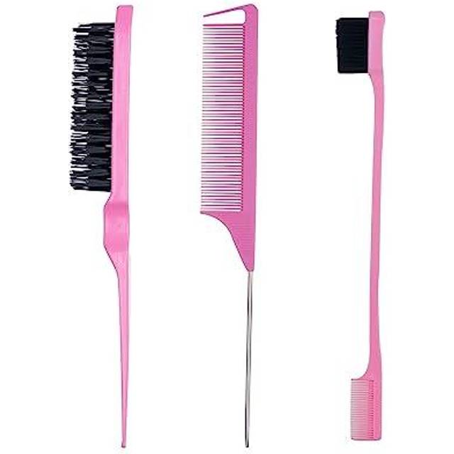 3 Pieces Hair Styling Comb Set Teasing Hair Brush Rat Tail Comb Edge B