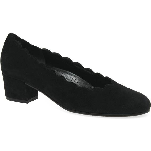 Gabor Gigi Wide Fit Court Shoes - Black Suede - 3