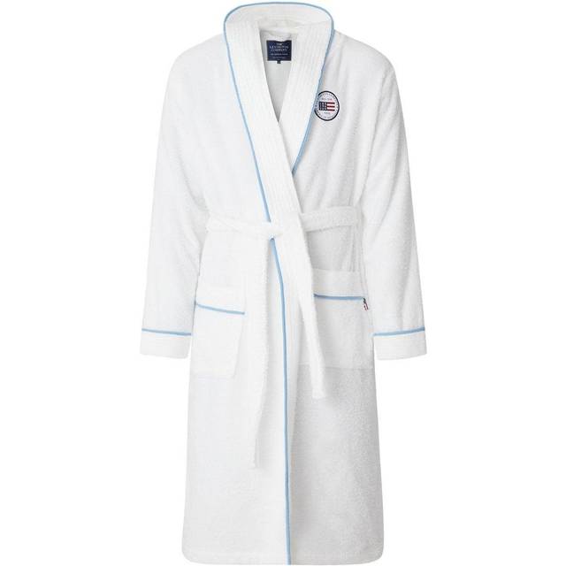Lexington Quinn Cotton-Mix Hoodie Robe with Contrast Piping White