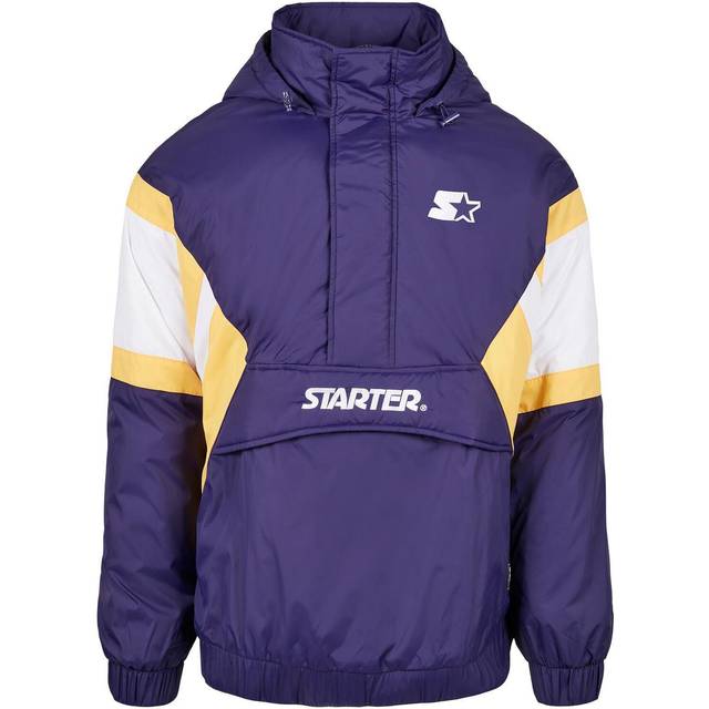 Starter black label herr färg block halv dragkedja retro jacka vindjacka, Startlila/Wht/buff gul, XXL