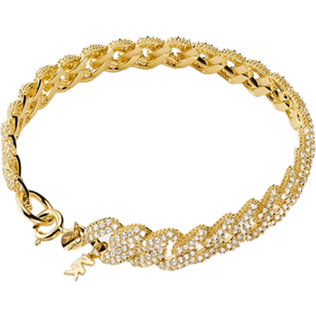 MK Precious Metal-Plated Sterling Silver Pavé Curb Link Bracelet - Gold - Michael Kors - ONE SIZE