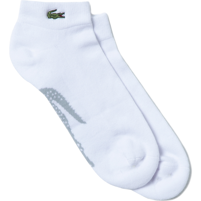 Lacoste Short Cotton Sport Socks Size 9 - 12 White / Grey Chine