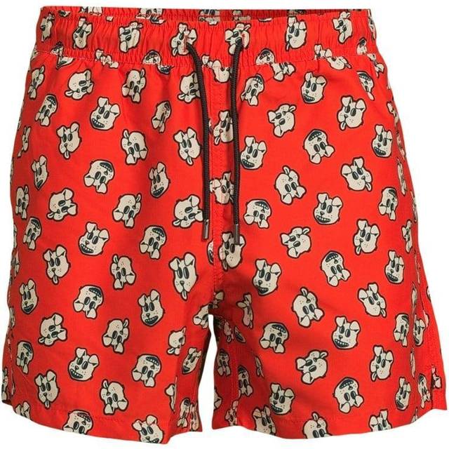 Happy Socks Doggo Swim Shorts - Red Pattern-2 - Medium * Kampanj *