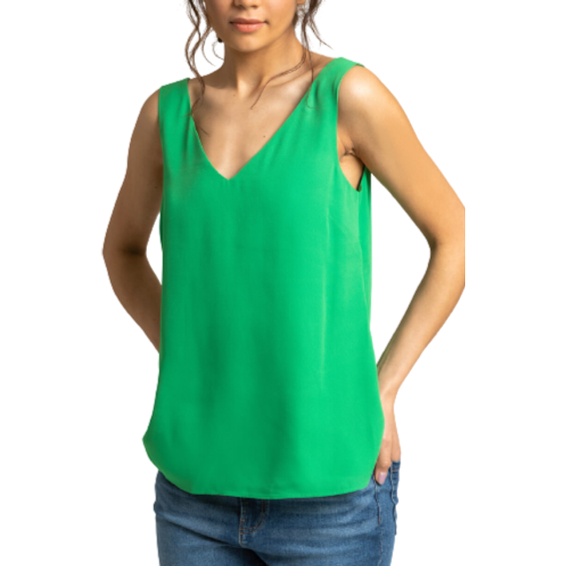 Roman Womens V-Neck Sleeveless Vest Top - Green - Size 10 UK