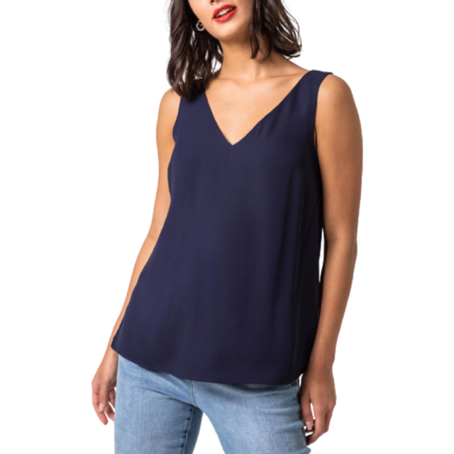 V-Neck Sleeveless Vest Top - Navy - 10
