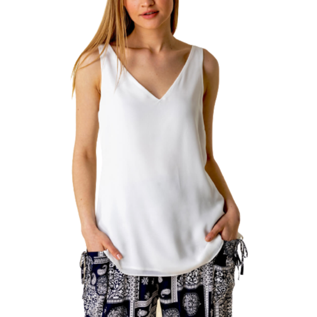 Roman Womens V-Neck Sleeveless Vest Top - Ivory - Size 8 UK