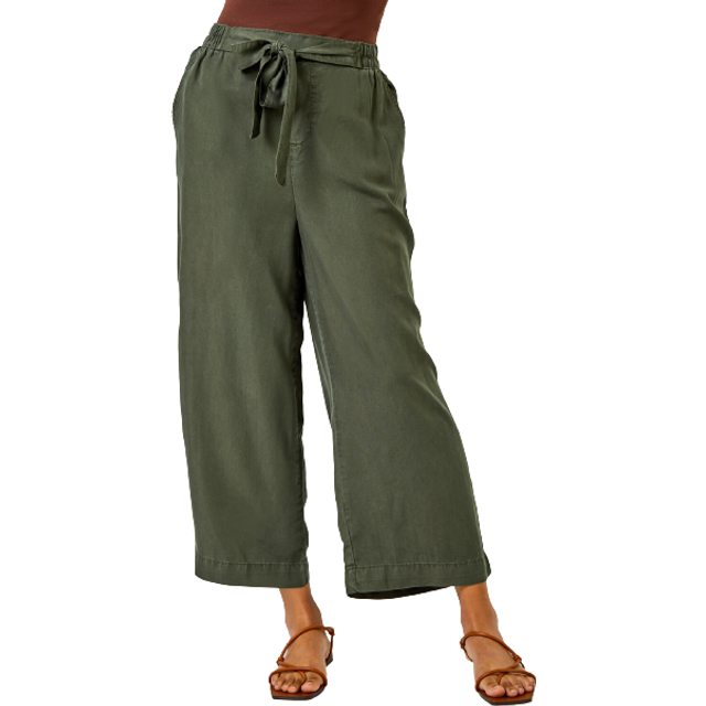 Waist Tie Detail Culottes - Khaki - Size 10 - Roman