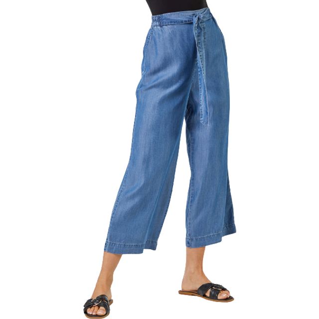 Waist Tie Detail Culottes - Denim - Size 20 - Roman