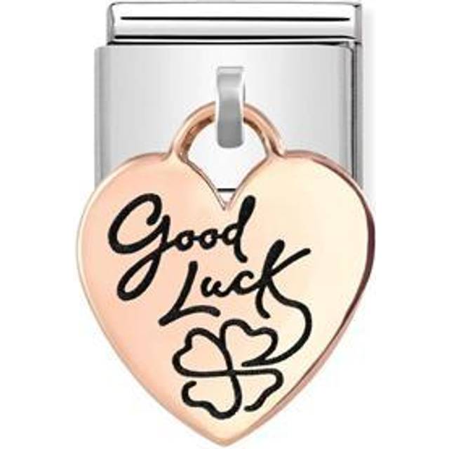 Nomination Classic Rose Gold Engraved Heart Good Luck Dangly Friends &