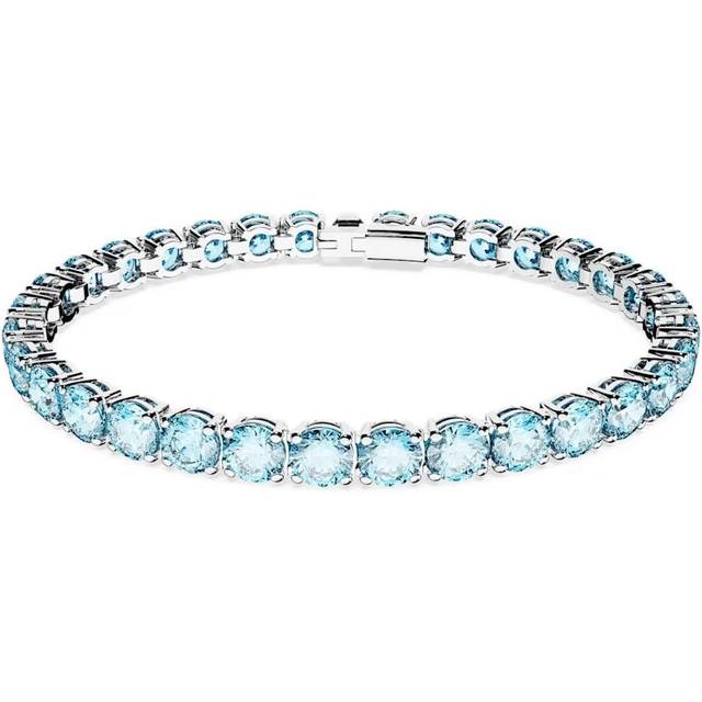 Matrix Tennis bracelet, Round cut, Blue, Rhodium plated - XL