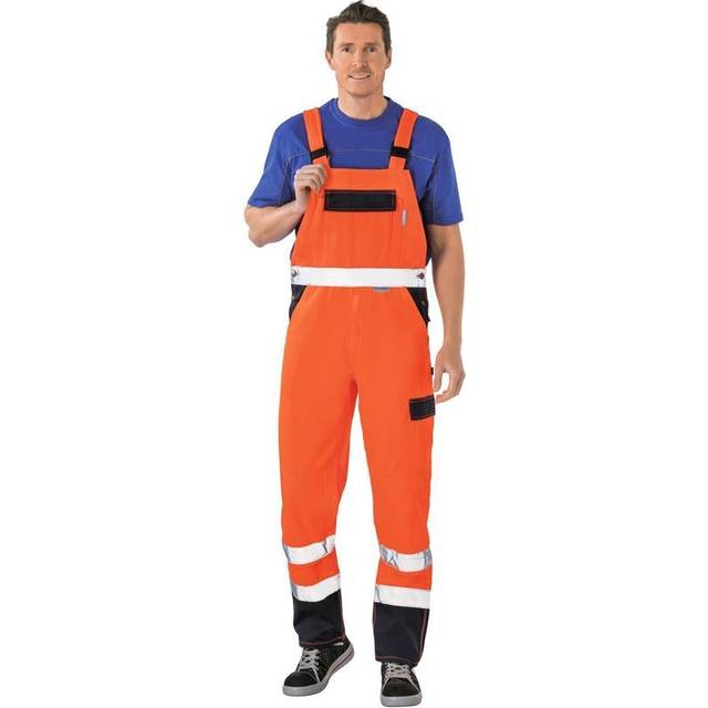 Planam 2027062 storlek 62 "High Visible" Dungarees - gul/marinblå