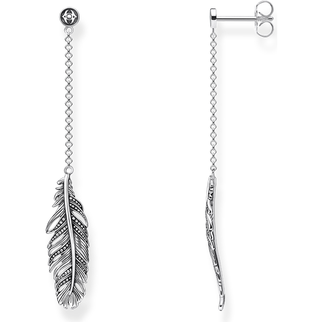 Thomas Sabo Womens Silver-coloured Falcon Feather Sterling-silver Drop Earrings - silver-coloured