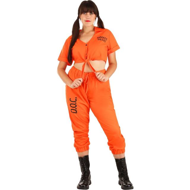 Women's Plus Size Orange Prisoner Costume | Prison Costumes (2X)