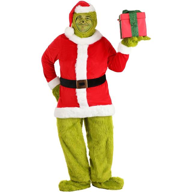 Plus Size Dr. Seuss Santa Suit Grinch Open Face Costume | Grinch Costumes - Green&#47;Red&#47;White (2X)