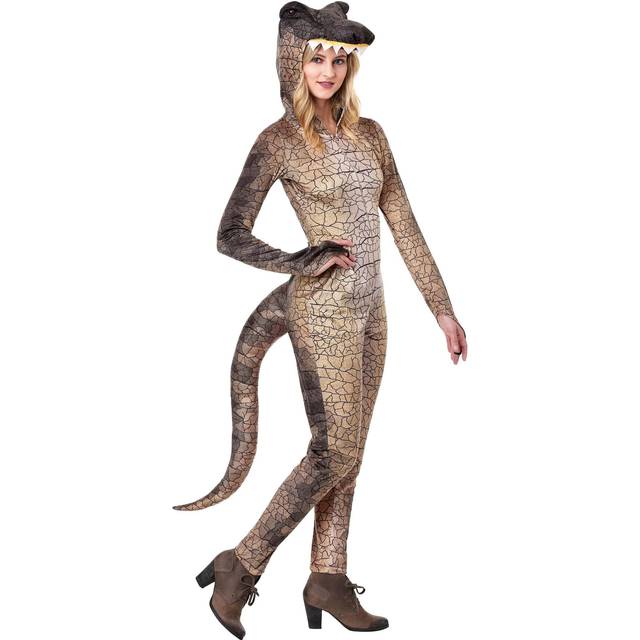 Deadly Dinosaur Costume for Women | Adult Dinosaur Costumes - Brown&#47;Green (L)