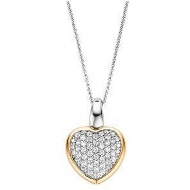 TI SENTO Gold Plated Silver Cubic Zirconia Heart Necklace - F6923
