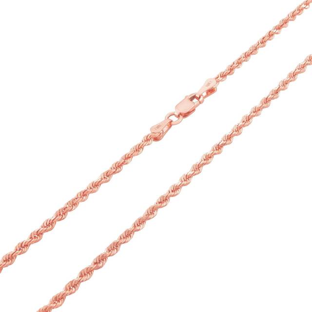 10k rose gold 2.5mm diamond cut rope chain pendant necklace mens women 16"- 30"