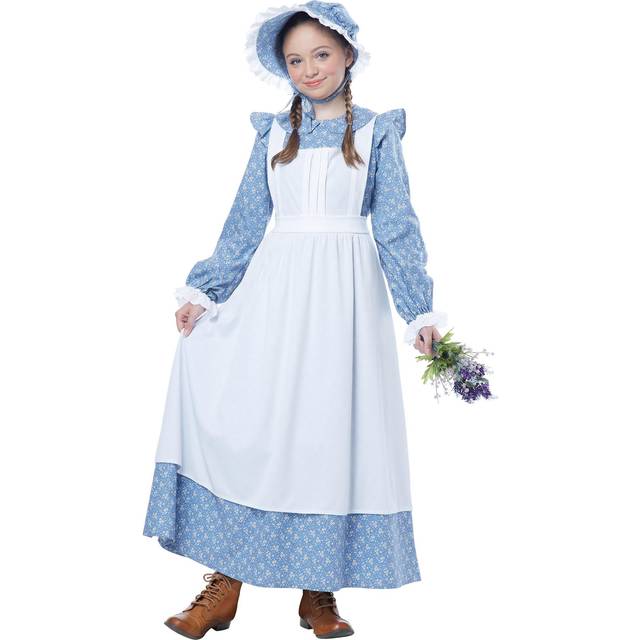 Pioneer Girl Costume for Kids | Historical Costume - Blue&#47;White (2XL)