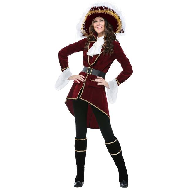 Women's Captain Hook Costume | Storybook Costumes - Black&#47;Red&#47;Brown (XS)