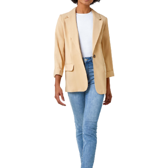Roman Camel Single Breasted Button Blazer - Size 24
