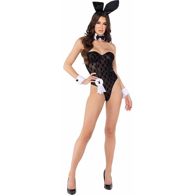 Sheer Playboy Bunny Women's Costume | Playboy Costumes - Black&#47;White (L)