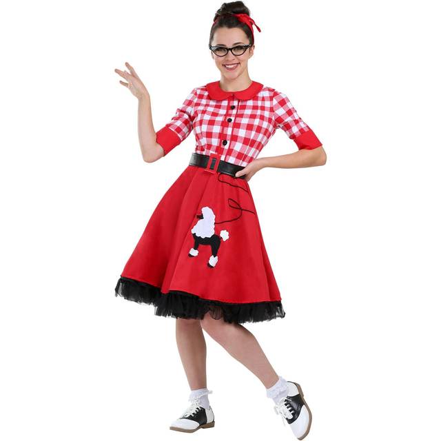 Plus Size Women's 50s Sock Hop Darling Costume - Black&#47;Red&#47;White (2X)