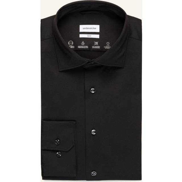 Chemise slim unie stretch - Noir - 41