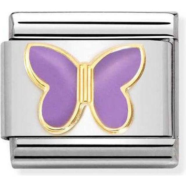 Nomination Classic Gold and Enamel Lilac Butterfly Flowers &amp; Natur