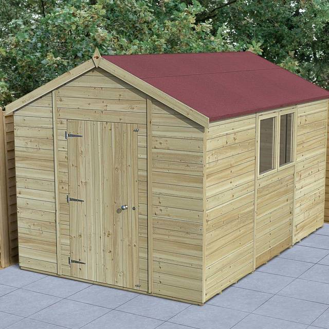 Timberdale Pressure Treated Apex Shed - Timber / 365.2cm / 373kg / 12x8 / With Base / 2 - Yellow