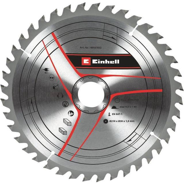 Einhell Thin Kerf TCT Circular Saw Blade 210mm 40T 30mm