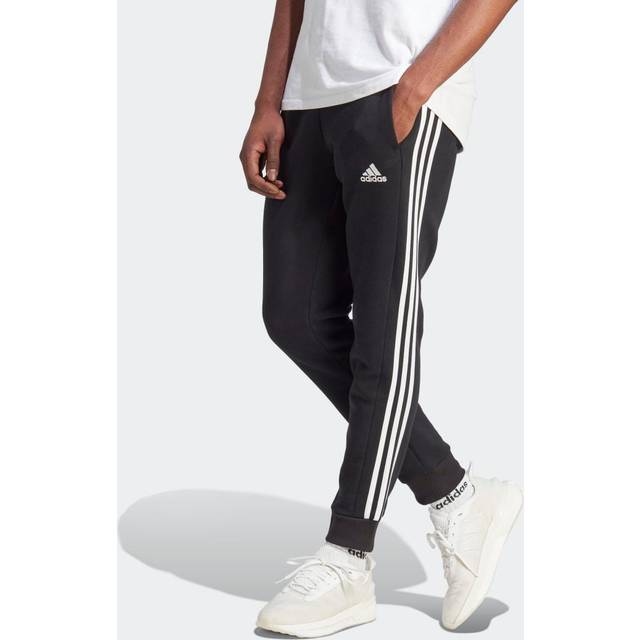 Essentials Fleece 3-Stripes Tapered Cuff Byxor - Black / White