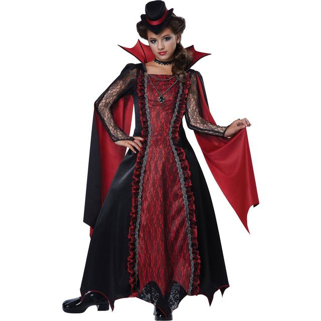 Girls Victorian Vampira Costume - Black&#47;Red (L)