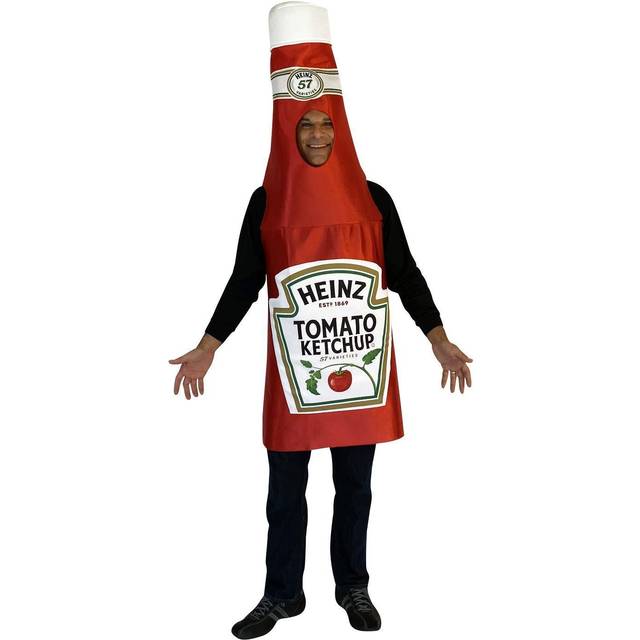 Adult Heinz Ketchup Bottle Costume | Food and Drink Costume - Green&#47;Red&#47;White (One-Size)