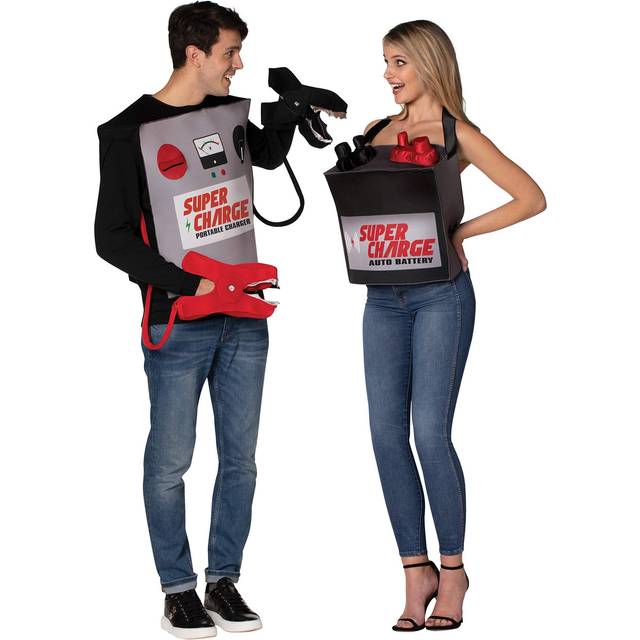 Battery & Jumper Cables Couples Costume - Black&#47;Gray&#47;Red (One-Size)