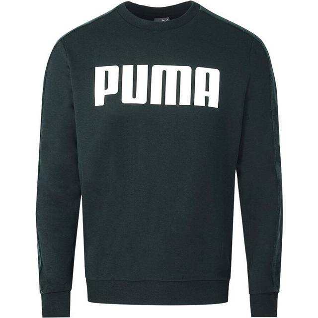 Puma Mens Velvet Taped Logo Black Sweatshirt Cotton - Size X-Small