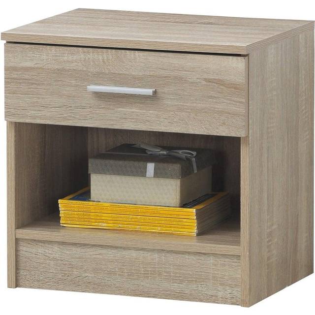 Rio Costa Nighstand Bedside Table Cabinet 1 Drawer Bedroom Furniture Beech Oak Effect