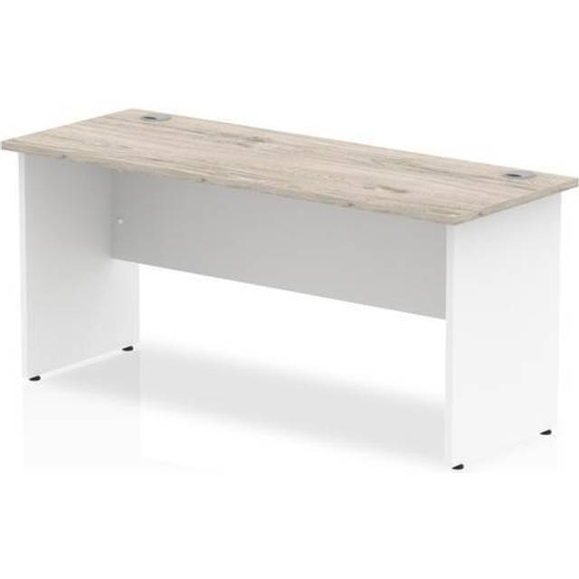 Impulse 1600 x 600mm Straight Desk Grey Oak Top White Panel End Leg