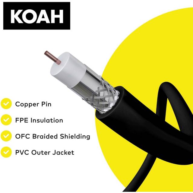 Koah Pro 25-Feet SDI Video Cable (BNC to BNC) in Black
