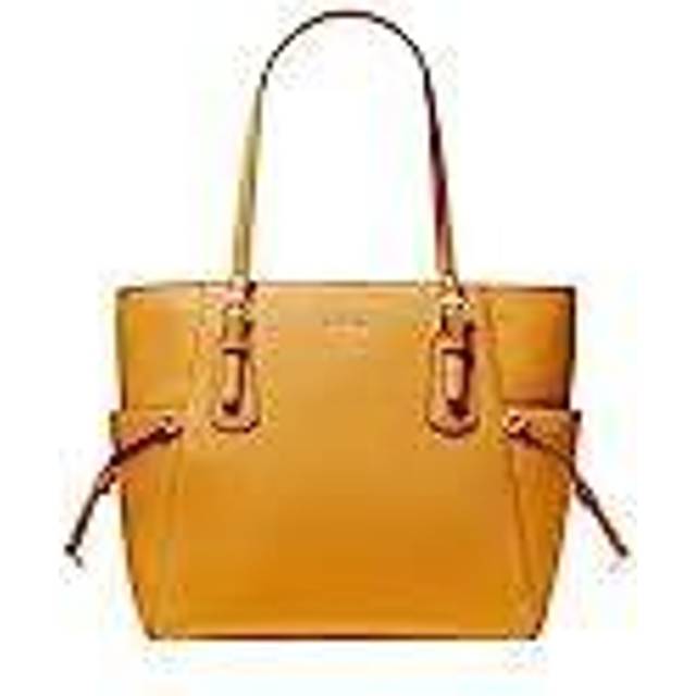 Womens Pebbled Leather East West Tote Bag with Multiple Pockets and Protective Studs - Metallics - One Size