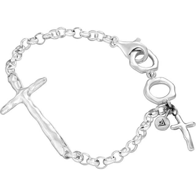 Silpada 'In Good Faith' Organic Cross Bracelet in Sterling Silver, 7.5" - White